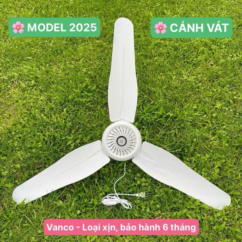 (Loại cánh vát, xịn) Quạt trần màn Đk 105cm, moto đồng, siêu êm, gió nhiều. Hàng vanco chính hãng, bảo hành 06 tháng. Fan QuạT