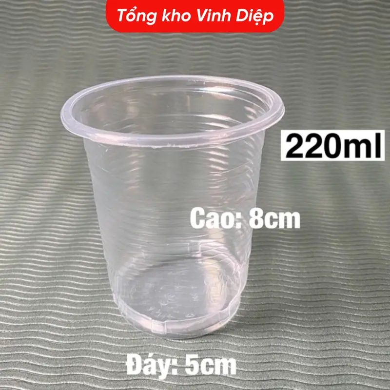 Cốc nhựa dùng 1 lần size 125ml, 220ml , 280ml, 300ml, 400ml, 500ml ( có nắp, ko nắp ) 4