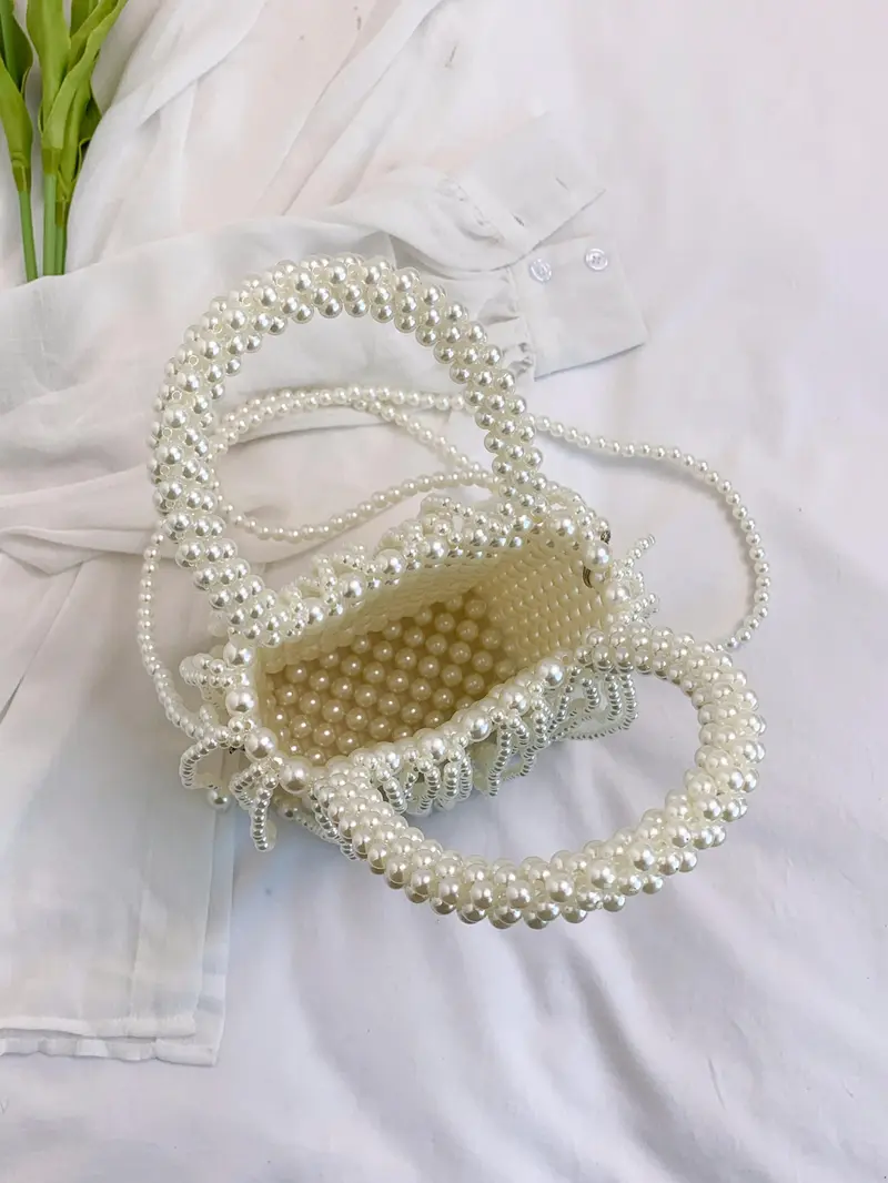 Product Introduction of Fashionable Handmade Beaded Design Handbag, Casual Cute Style Shoulder Bag for Women, Trendy All-match Bag for Daily Use 7