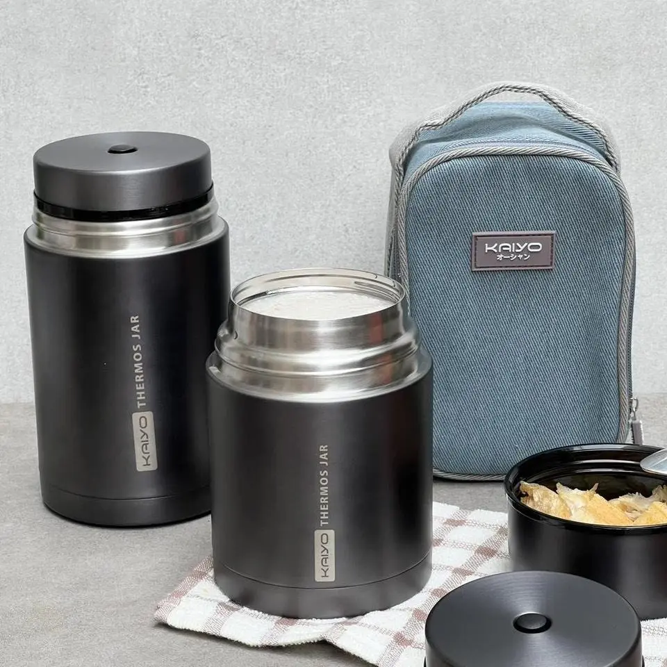 Bình ủ cháo Kaiyo dung tích 750ml-1000ml-500ml Nhật Bản có tặng kèm túi giữ nhiệt đựng sản phẩm