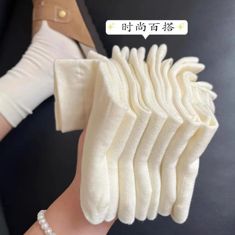 Vớ Liền Mạch Kháng Khuẩn, Dành Cho Phụ Nữ, Mùa Xuân Và Mùa Hè, Vớ Giam Giữ Mỏng, Thích Hợp Cho Học Sinh, Mùa Thu Và Mùa Đông, Vớ Giữa Bắp Chân, Làm Bằng Bông Nguyên Chất, Vớ Rút Ngắn, Màu Trắng, Năm 2025