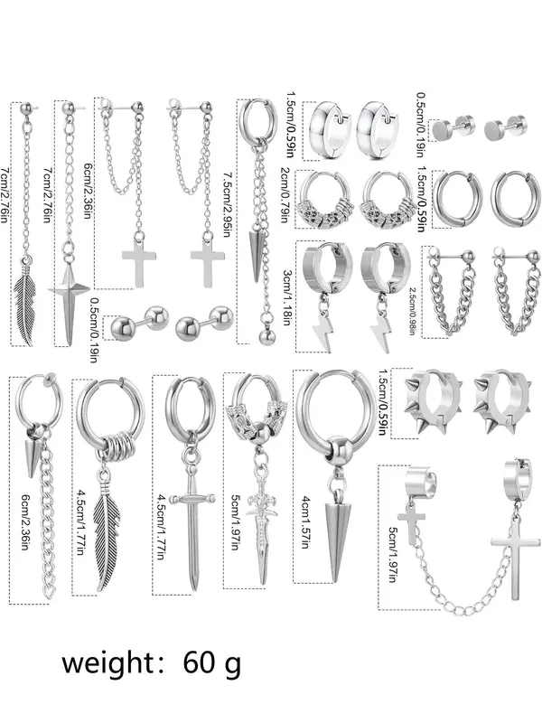 Stainless Steel Earrings Set, Fashion Jewelry for Party, Daily Clothing Decor, Trendy All-match & Exquisite Jewelry for Birthday Gift 1