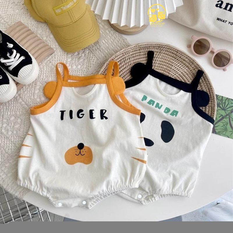 Bodysuit cho bé hai dây Hình Thú dễ thương, Body chip bé trai bé gái chất Thun lạnh mềm mát, Quần áo sơ sinh 0-12M Jumpsuit Thấm Hút