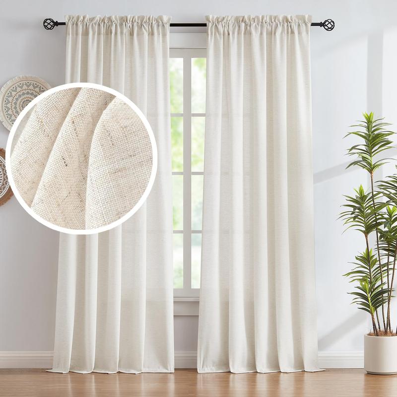 Solid Color Curtain, 2 Counts Minimalist Curtain Set for Room Decor, Dust-proof Window Curtain, Window Drapes for Home Living Room Bedroom, Home Decor 2