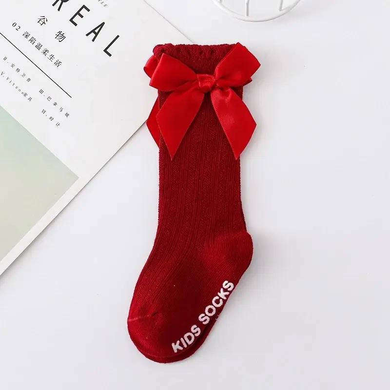 Tất Chân Cao Cổ Đính Nơ Dễ Thương Cho Bé Gái 0-1 Tuổi, Tất Chất Cotton Mềm Co Giãn, Chống Trơn Trượt 7