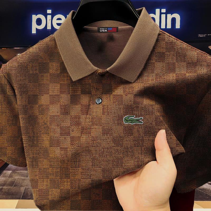 Áo Thun Polo Nam Lacos Cá Sấu Logo Thêu Cổ Dệt Hoạ Tiết Sang Trọng Chất Liệu CVC Thấm Hút Mồ Hôi - Polo Cổ Bẻ - LC1