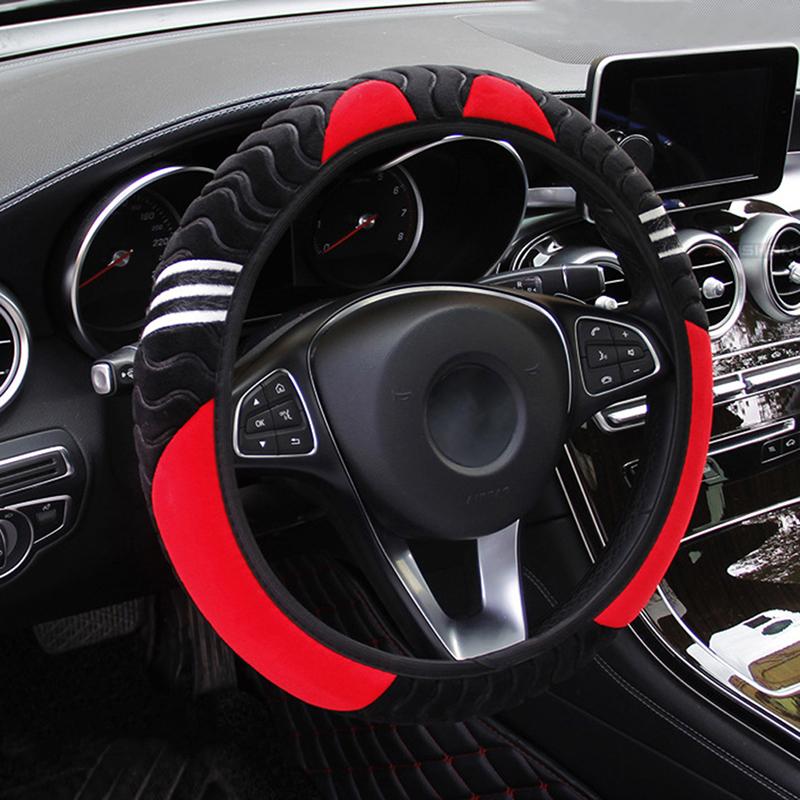 Product Introduction of 38cm Elastic Warm Anti-slip Wheel Cover 15" Car Steering Wheel Cover Plush Little Monster Car Styling Car Accessories for Women 17