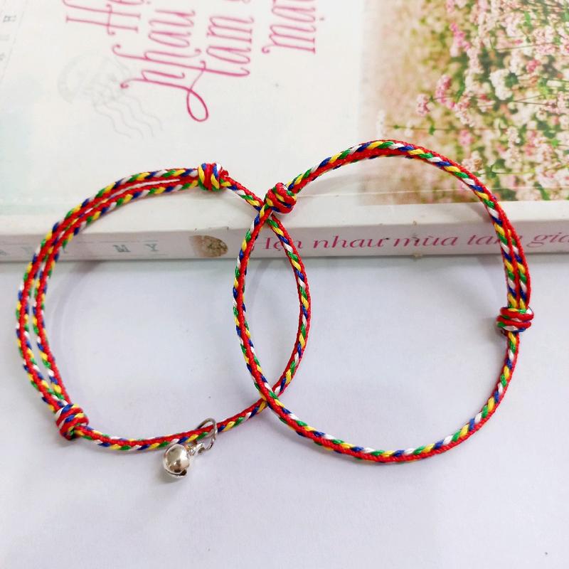 Vòng tay handmade chỉ ngũ sắc LT05 dành cho cặp đôi nam nữ bạn thân có thể điều chỉnh size dễ dàng