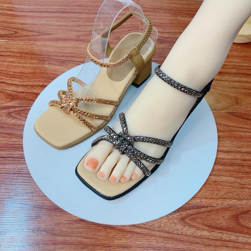 Giày Sandal Quai Soàn Hoàng Kim Sang Chảnh Trẻ Trung Đi Học, Đi Làm, Đi Tiệc Gót Vuông Cao 3 phân và 5 phân - Đế Kép H222222222222250 5