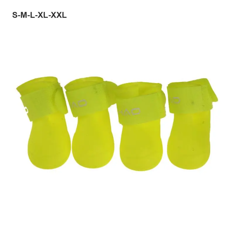 4 cái / bộ Giày cho chó cưng Giày cao su chống nước Bóng bay Giày đi mưa Giày cao su chống trượt cho tất cả các mùa Giày dép cho mèo Vớ cho chó con 7