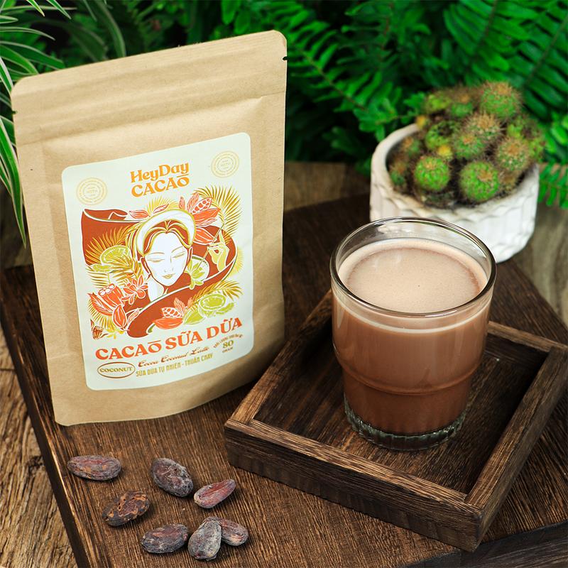 Bột cacao sữa dừa  – Túi 80g – Bộ sản phẩm cacao "Thật" - Heyday Cacao