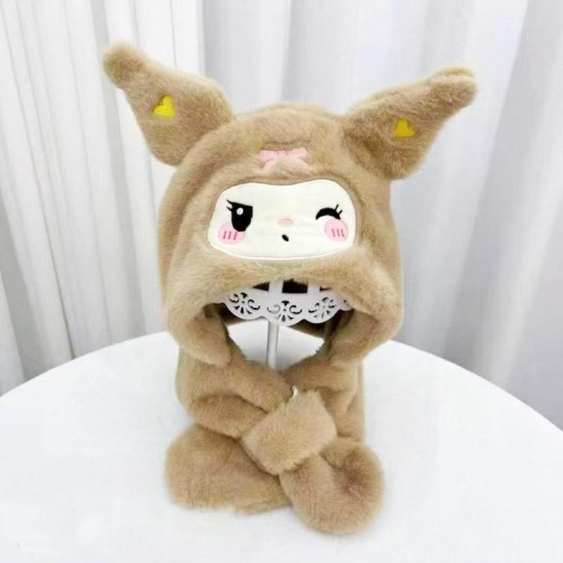 Product Introduction of Mũ Trẻ Em Kuromi, Thiết Kế Hoạt Hình Dễ Thương, Bộ Lông Cừu Ấm Áp, Mũ Ngoài Trời, Mảnh Khăn Quàng Cổ, Mới Mùa Đông, N2L3 12