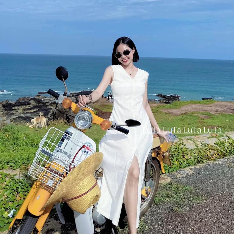 Váy trắng xẻ tà chất linen canvas | LUTA | Dress Nữ đầm trắng