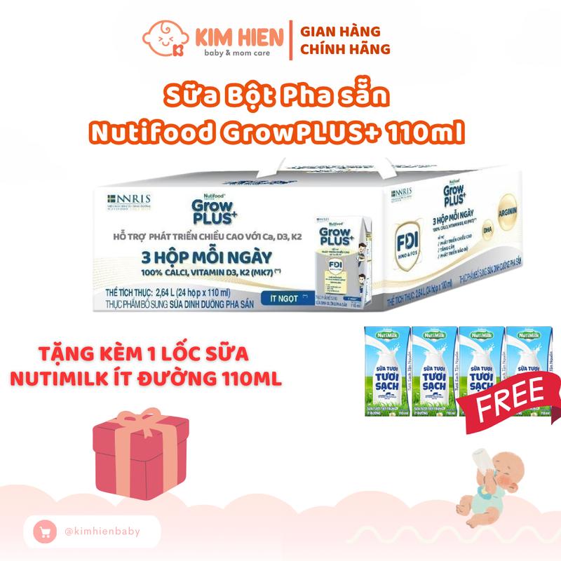 Deal Độc Quyền KOC - Tặng quà Thùng Sữa Công Thức Pha Sẵn Nutifood Sweden GrowPLUS+ Bạc 110ml 24 Hộp grow plus bạc