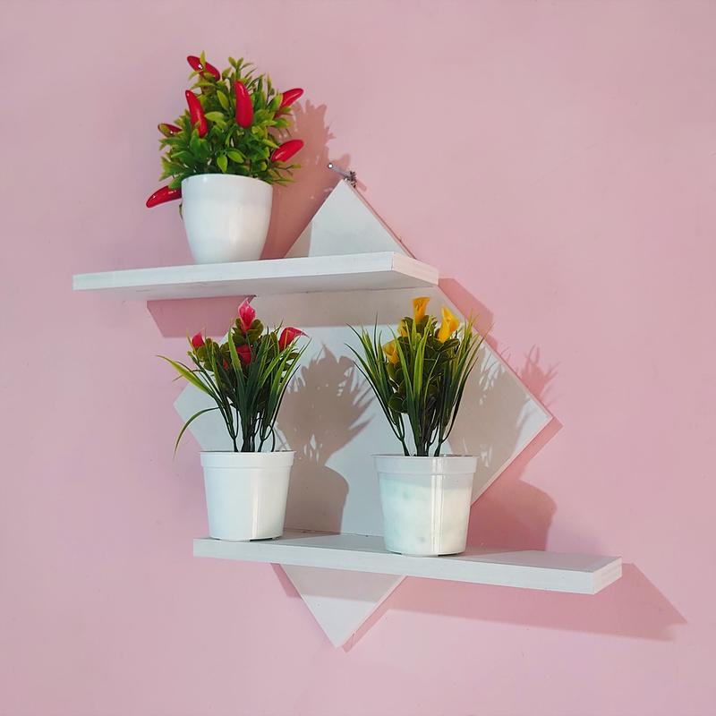 Hiasan Dinding, Rak Dinding Bunga Minimalis Model Diagonal 4