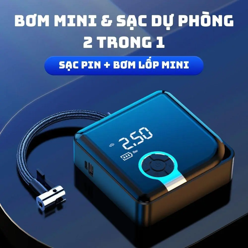 Máy Bơm Lốp Xe Công Suất Lớn Siêu Khỏe Siêu Nhanh Kiêm Đèn Pin, Sạc Dự Phòng Bơm Lốp Ô Tô Cầm Tay Đa Năng Phù Hợp Nhiều Loại Xe, Máy Bơm Lốp Ô Tô Điện Tự Ngắt Cao Cấp Chống Cháy Nổ An Toàn Tiện Lợi bộ hơi tải máy  bơm