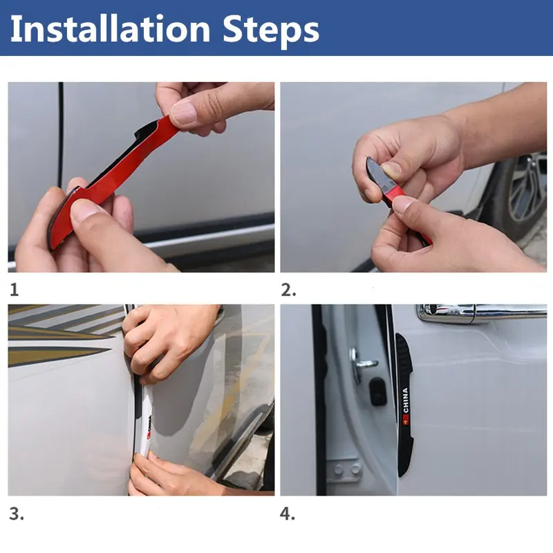 [Meta] 4pcs Pelindung Pintu mobil Door Guard Protection Toyota Mobil Pintu Anti Tabrakan Strip Car Karbon sticker  cutting 7