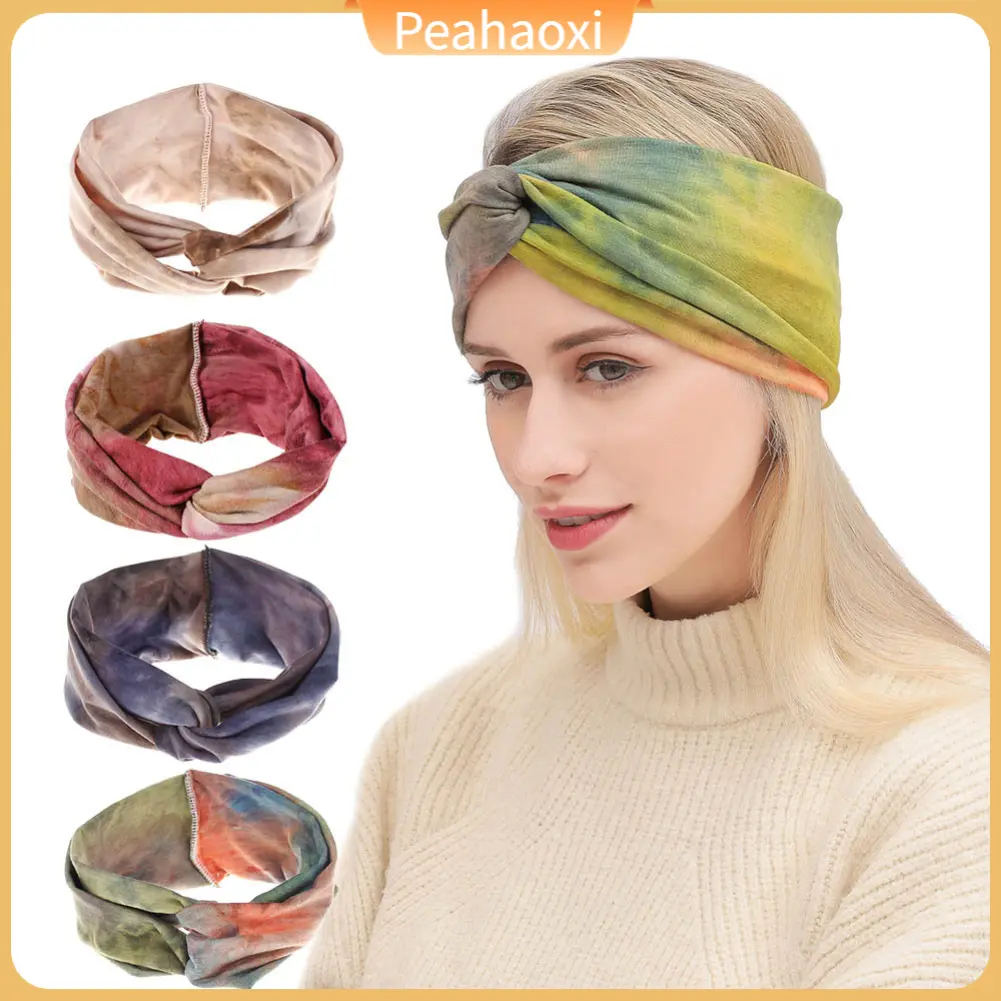 Băng Đô Rộng Thắt Nút Co Giãn Phong Cách Bohemian Dành Cho Nữ, Phụ Kiện Khăn Xếp, Màu Nhuộm Cà Vạt, Peahaoxi