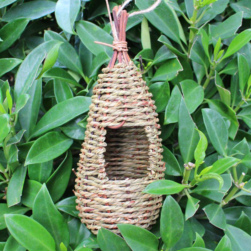 Product Introduction of Hanging Bird House Pastoral Style Birdhouse Natural Fiber Finch Bird Nest Hut Outdoo Cage Hand-woven Straw Rope Shelter Hideaway 7