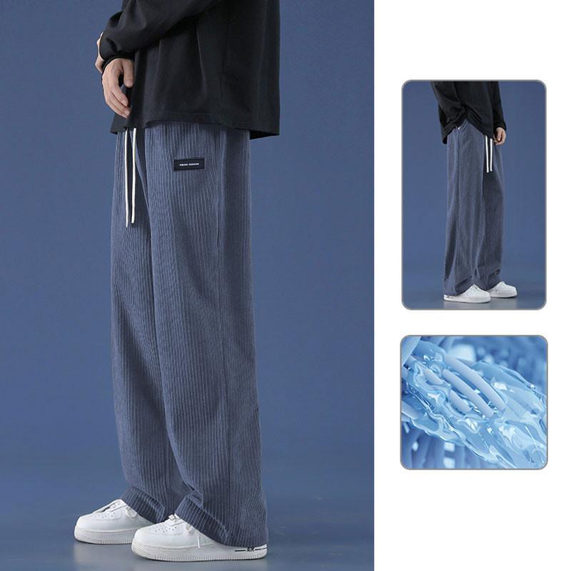 Plain Men Pants Loose Fit Men Long Pants Breathable Men Trousers with Elastic Waistline 3