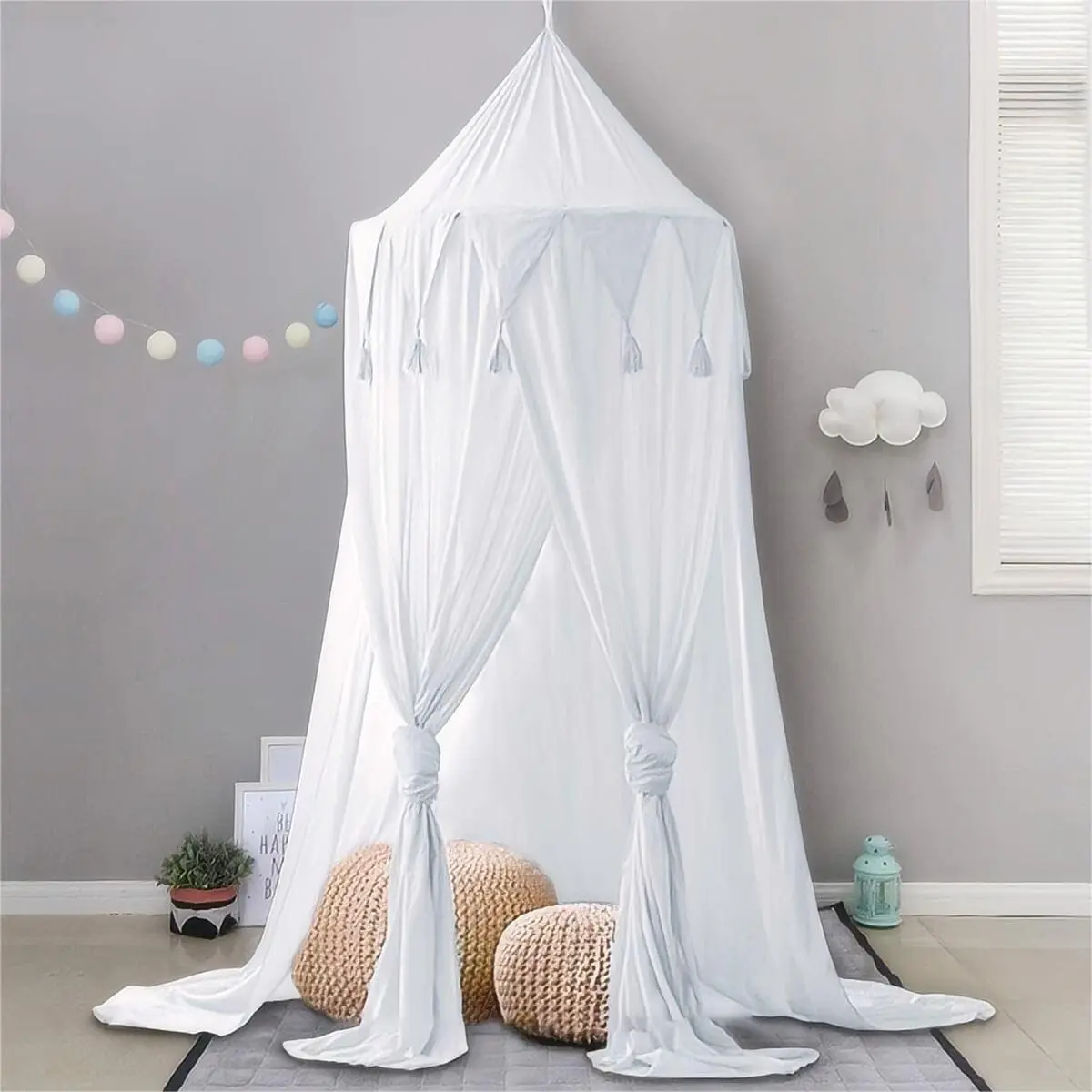 Bed Canopy for Kids Girls, Round Dome Mosquito Net Canopy Bed Curtain for Play Room Baby Bed, Indoor Outdoor Hanging Home Decoration, Christmas Gifts, Christmas Decorations