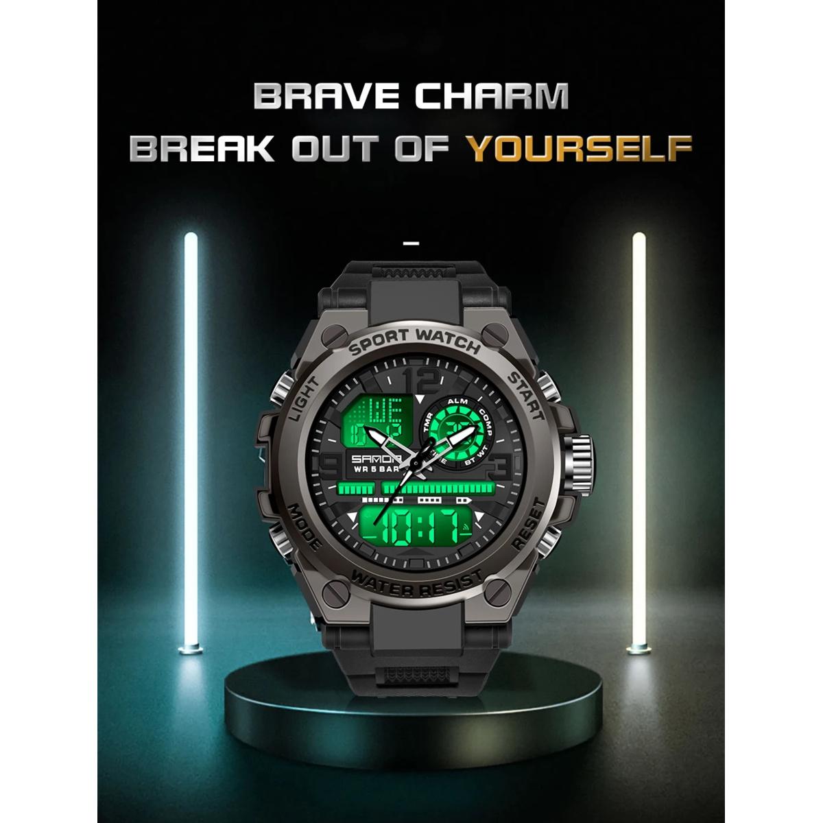 Men Sports Quartz Watches Dual Display LED Electronic Digital Wristwatches Waterproof Military Watch Relogios Masculino