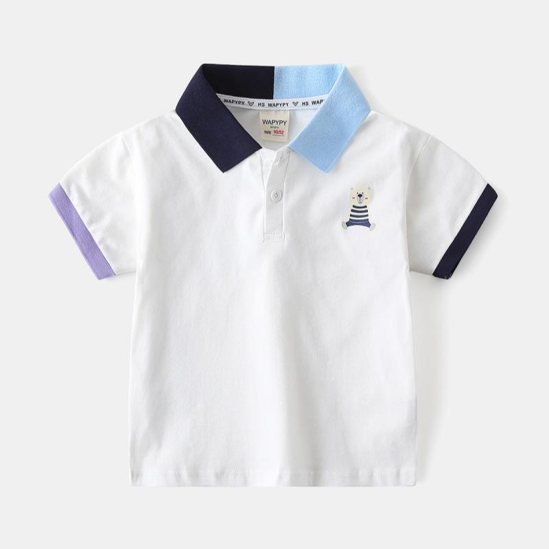 Product Introduction of 2025 Children's Summer Clothing Short-Sleeved Polo Shirt Boys' Short-Sleeved Shirt Baby Color Matching Collar Fashion Polo 5