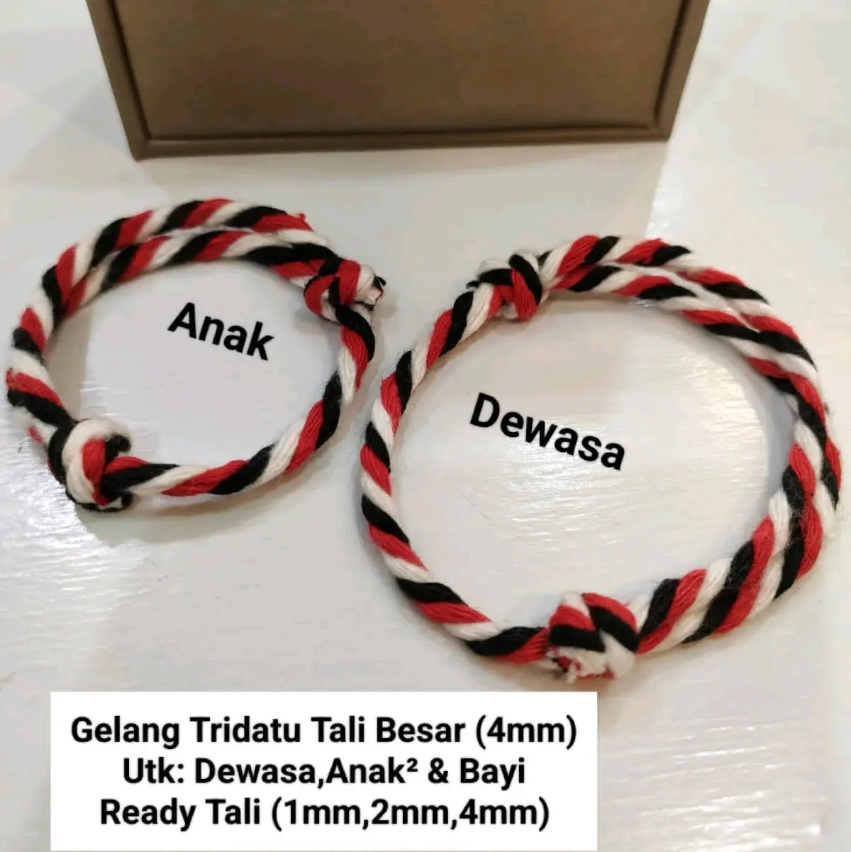 Gelang tridatu dewasa,  anak dan bayi, gelang bayi