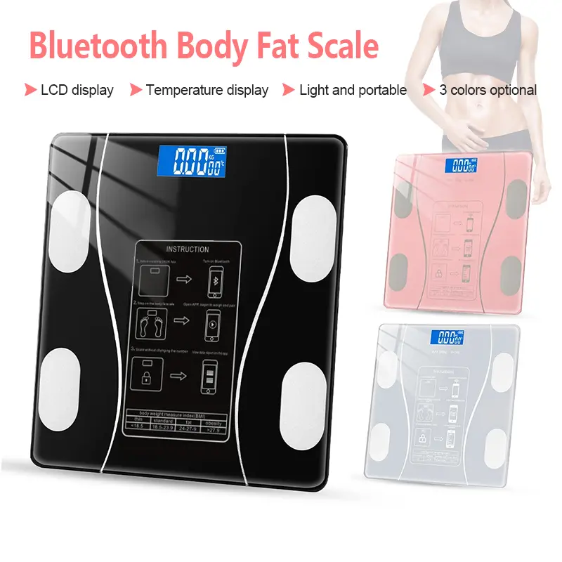 【SG Ready Stock】USB iScale Series Digital Body Weighing Scale Scales Fat Scales Bathroom Glass Body Scale Smart Household Digital Electronic LCD Display Weigh Body