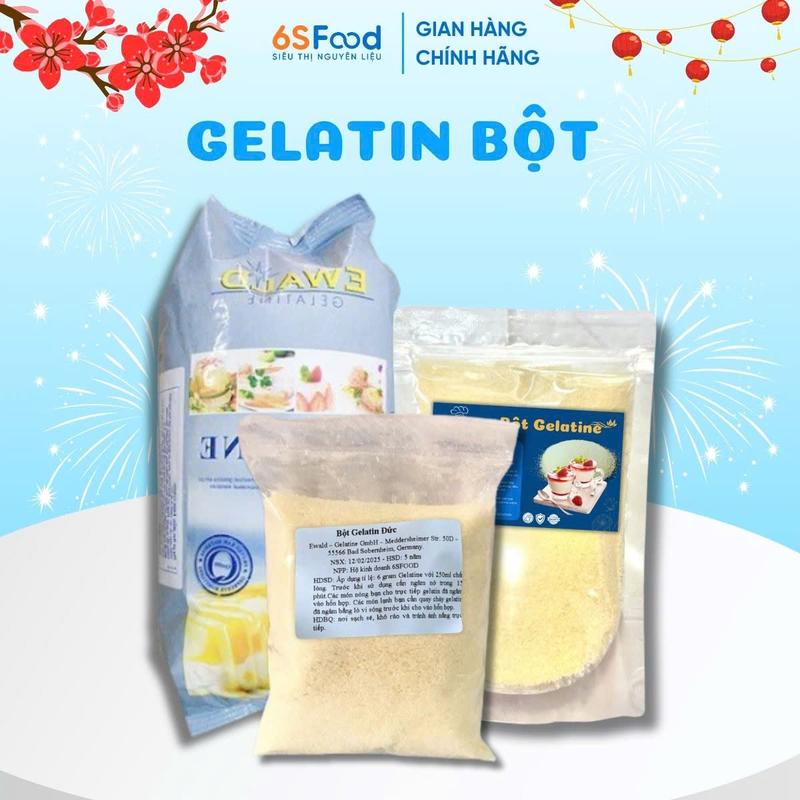 Bột Gelatin Đức Làm Tàu Hũ Singapore, Panna Cotta, Kẹo Dẻo, Pudding, Chè Khúc Bạch Núng Nính, Mềm Tan Trong Miệng 6SFOOD (Hạt to) set  nguyen