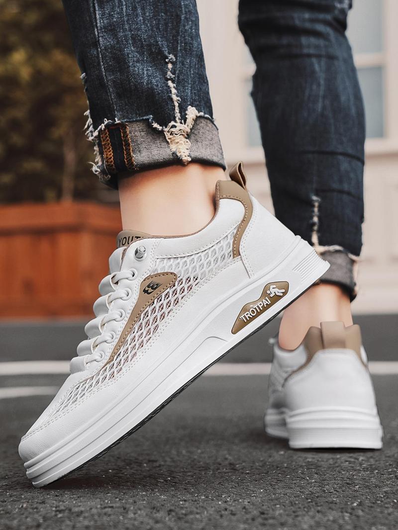 Product Introduction of Men's Casual Breathable Mesh Sneakers, Fashionable Lace Up Low Top Sneakers for Daily Wear, Male All-match Round Toe Sports Shoes for Daily Wear 9
