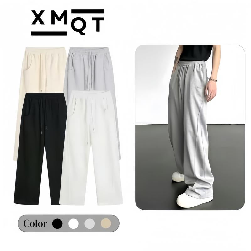   NAM-NỮ Quần nỉ 2 da XMQT CO DÃN 4 chiều dày dặn ống rộng Pants Unisex Đứng Form - Nam Nữ - Ong Menswear Kem 