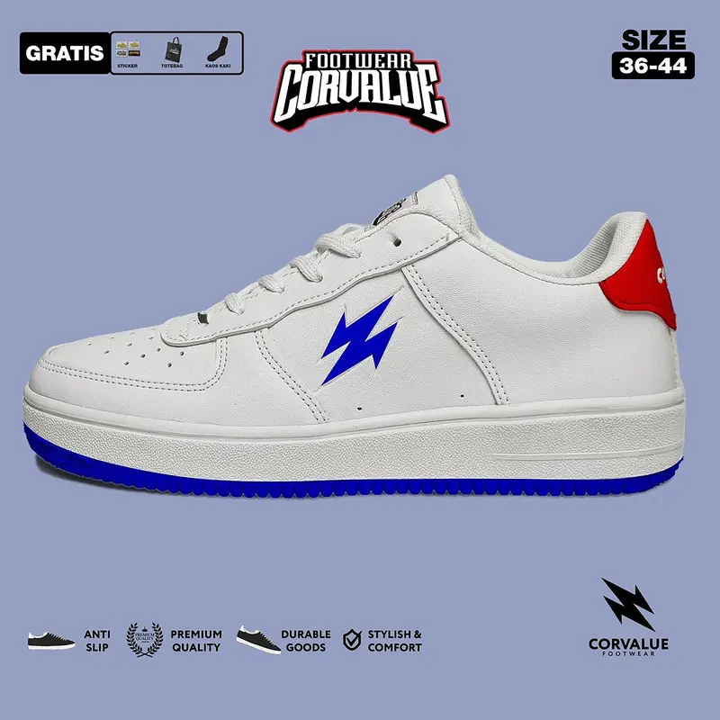 SEPATU CORVALUE FOOTWEAR - Sepatu Sneakers Kasual Pria Wanita 003 Hiratskua Full white MerBir Original Casual Shoes Putih Kerja