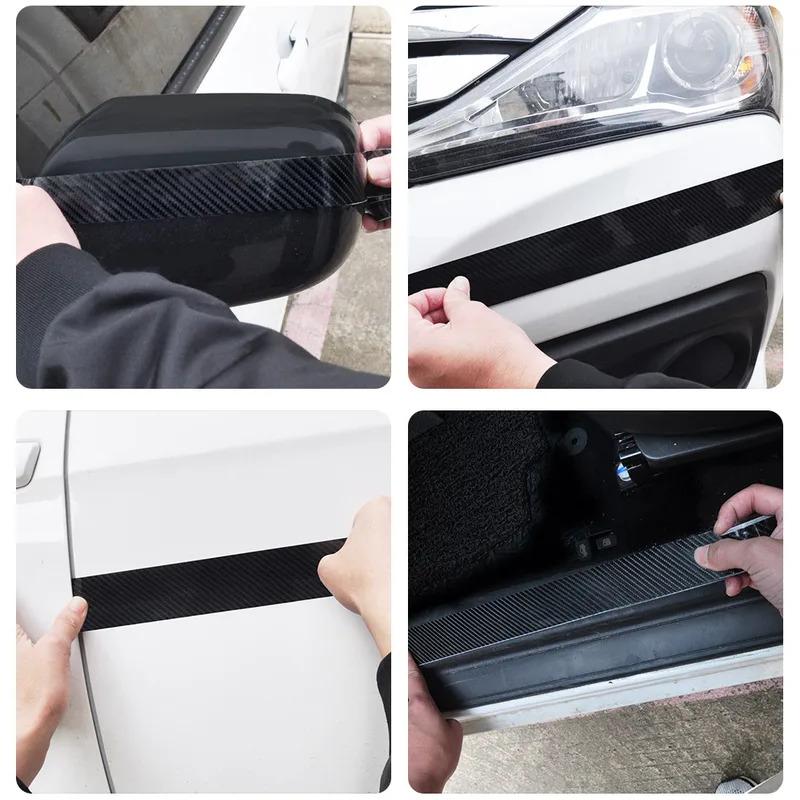3D Carbon Fiber Car Sticker DIY Paste Strip Rolls Different Sizes Auto Anti Scratch Protector Tape Waterproof Film 4