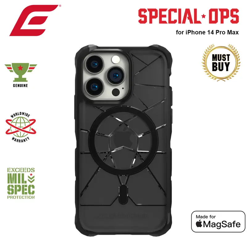 Casing iPhone 14 Pro Max Element Case SPECIAL OPS X5 with MagSafe - Smoke Black 0
