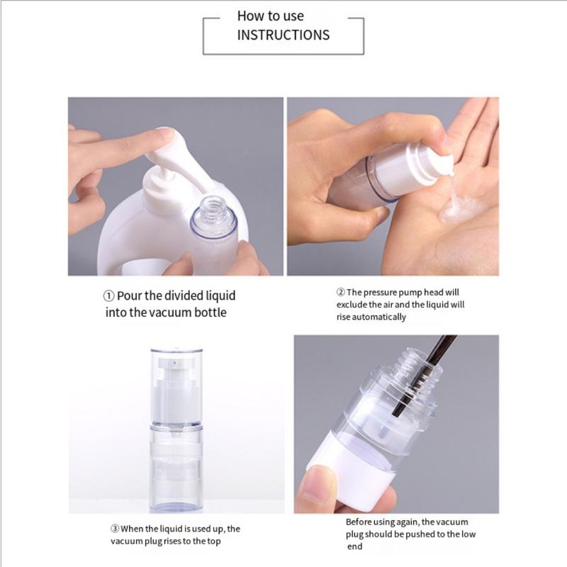 Product Introduction of 15/30/50/100ml AS Vacuum Pump Refillable Bottles Lotion Dispenser Travel Bottle Plastic Perfume Atomizer Spray Bottle Tin Canister Organiser 4