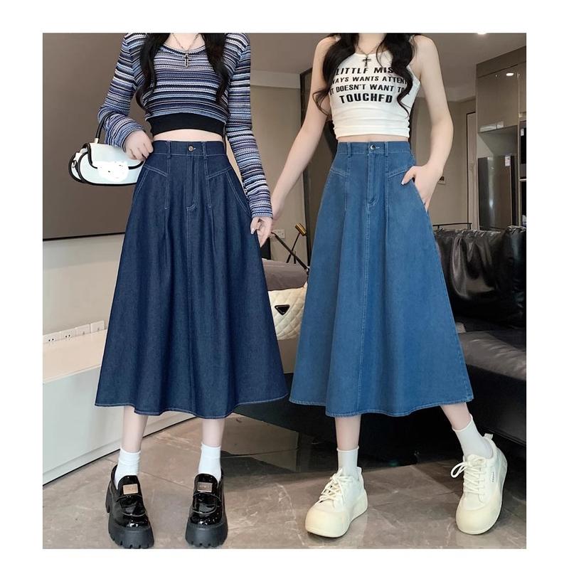 Chân váy xếp ly nữ jean dáng dài cạp cao tôn dáng chân váy bò xanh xoè hottrend KoKo CVD63