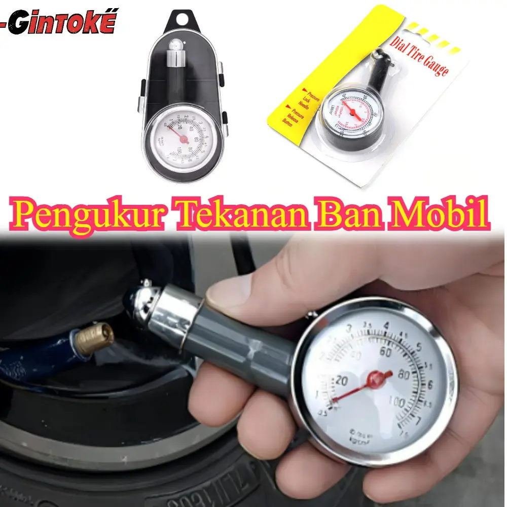 【Original】Alat Pengukur Tekanan Ban manual Analog Portabel Ukuran Angin Bulat Ban Motor Mobil Tire Pressure Gauge Alat Ukur Angin