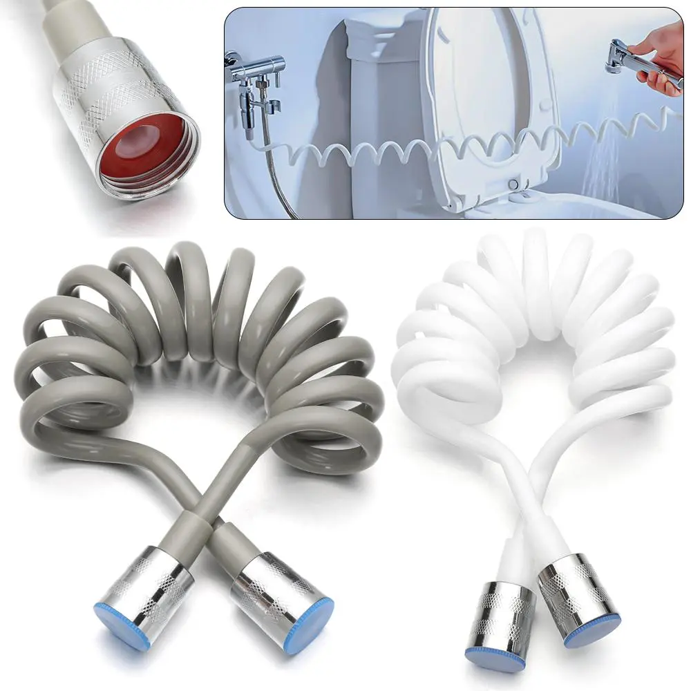 1.5/2/3meter Retractable Bathroom Accessories Flexible Telephone Line Style Bath Sprayer Connect Pipe Toilet Bidet Spring Shower Hose Water Plumbing