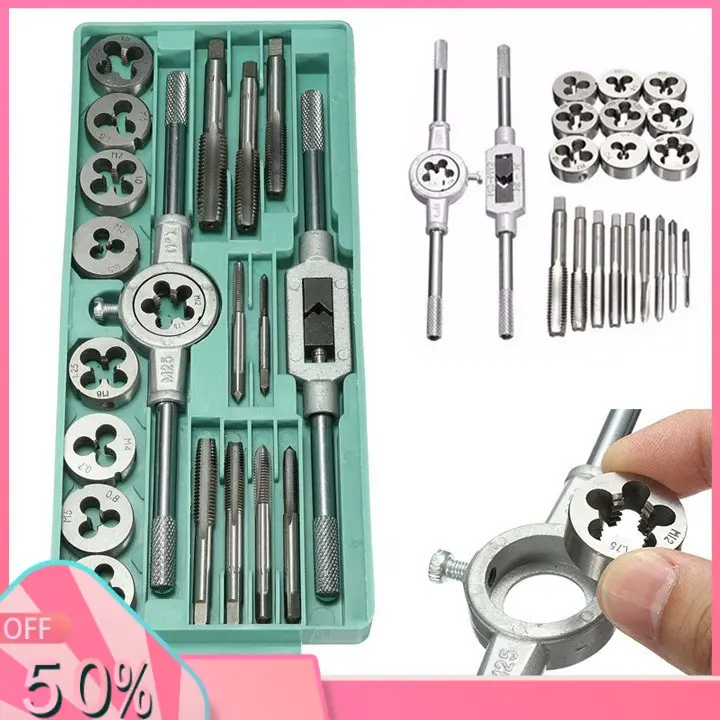 【Ready】Bộ tay quay taro tạo ren trong và ngoài 20 chi tiết M3-M12 bộ taro taro ren ngoài