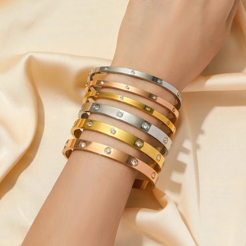 Product Introduction of Light Luxury Bangle Women Jewelry Roman Bangle Stainless Steel Bracelet Roman Couple For Cuff Bracelet 6