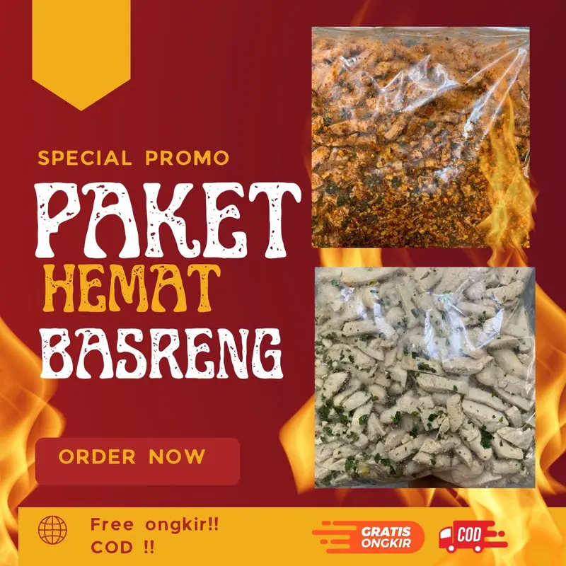 1Kg - BASRENG Campur (Pedas 500gr & Original 500gr) / makanan instan Spices cemilan  basreng 3