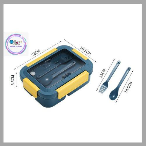Gambar Lunchbox Set 3 Sekat Microwavable 1500 ml Anti Tumpah + Sendok - Bpa Free - OR 0224 - Yellow dari Ollahomeliving Kota Bogor 5 Tokopedia