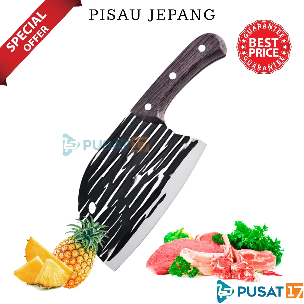 PUSAT17 PISAU KOKI JEPANG SUPER TAJAM STAINLESS STEEL / PISAU POTONG DAGING SAYUR IKAN