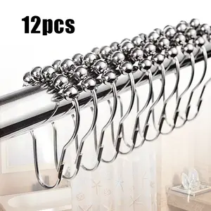 12pcs Cincin Pengait Tirai Kamar Mandi Bentuk Bulat Curtain Rail Ring Cincin Gorden Klip Pengait