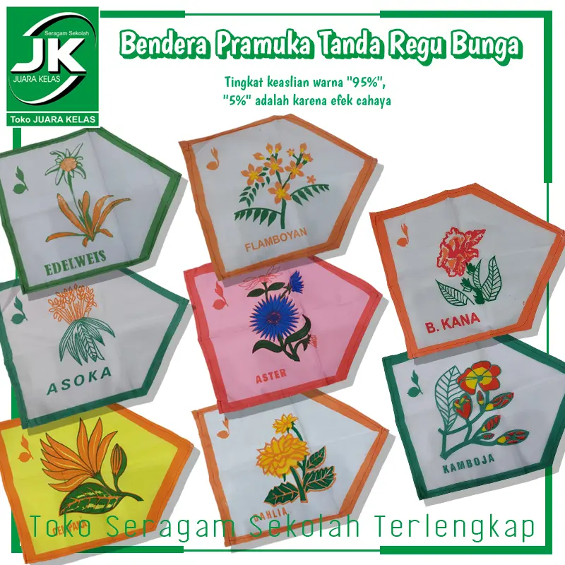 [Toko Juara Kelas] Bendera Tanda Regu Bunga - Bendera BungaPramuka Golongan Penggalang- Peralatan Pramuka - Bendera Regu Bunga SD-SMP