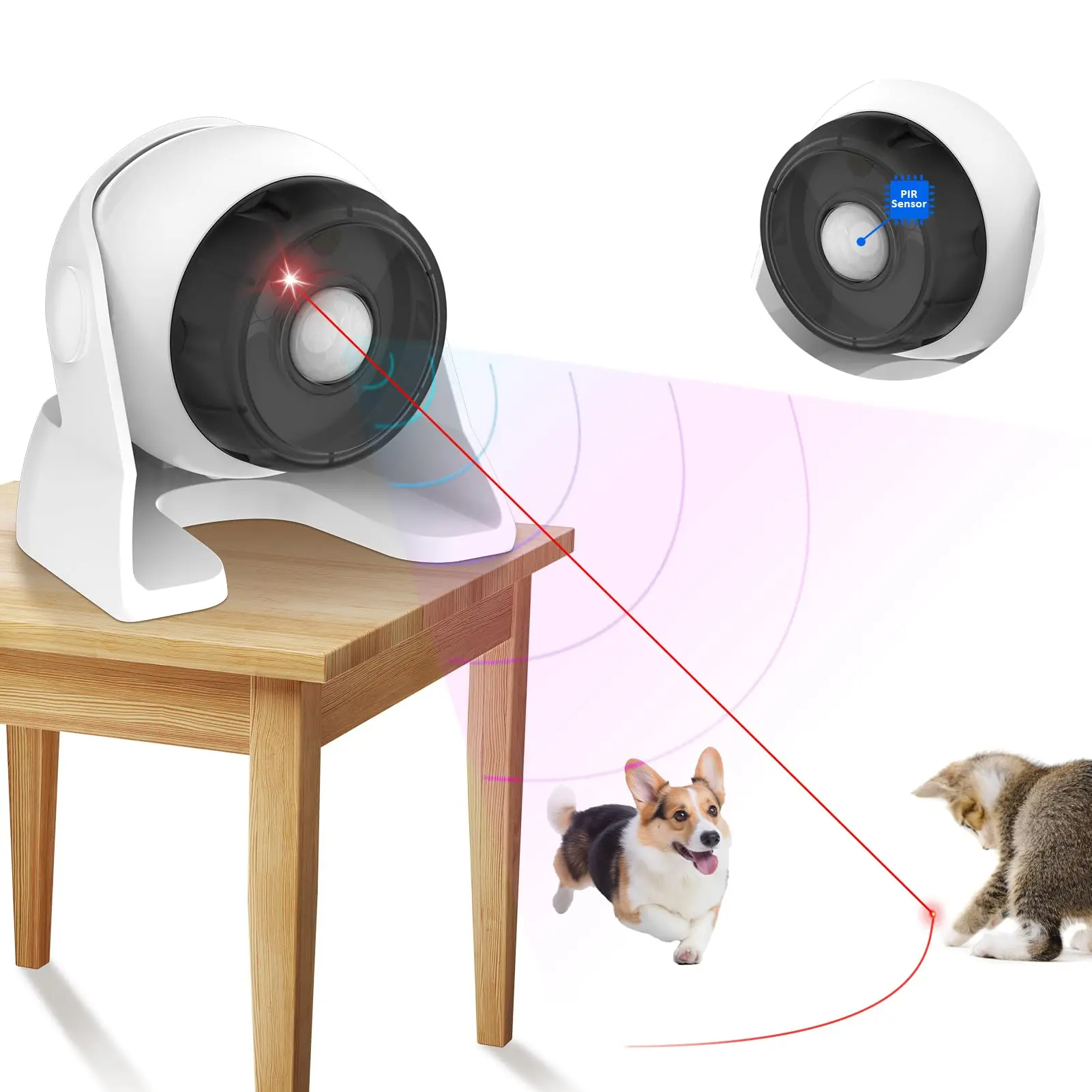 2 in 1 Cat Laser Toy, 1 Box Automatic Cat Laser Toy, Rechargeable Pet Toy, Interactive Cat Toy, Indoor Cat Toy, Dog & Cat Accessories