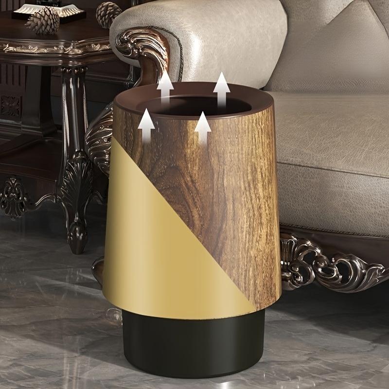 Product Introduction of Wood Grain Design Trash Can, 1 Count Modern Silent Trash Can, Household Waste Bin with Lid, Trash Bin for Home, Office and Hotel 6