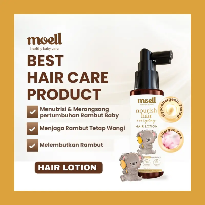 MOELL Hair Lotion Bayi & Anak - Penumbuh Rambut Bayi - BPOM Halal 1