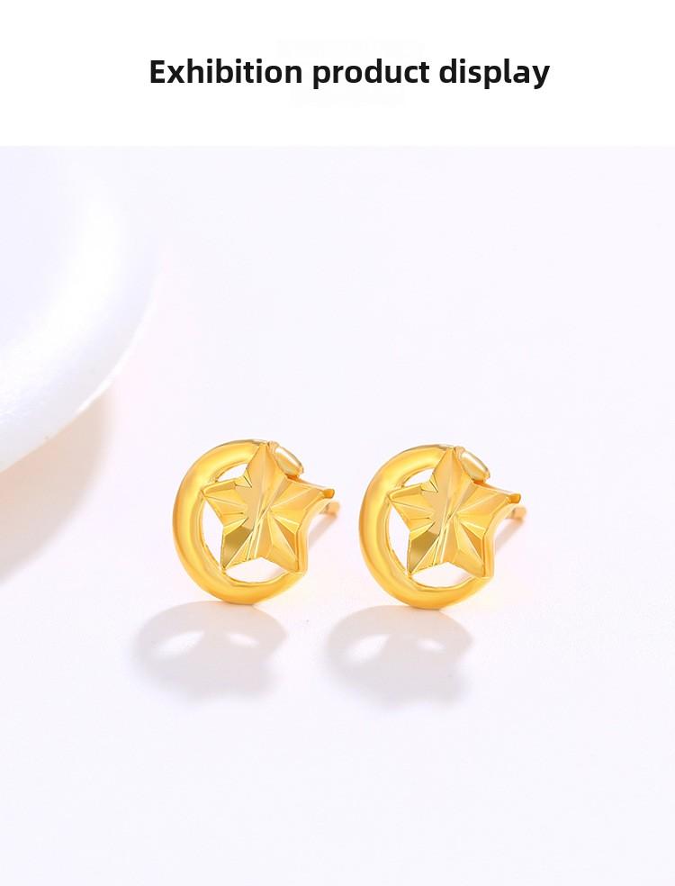 Product Introduction of Bông Tai Đinh tán, Mạ Trang Sức, Vàng 24K, Thiết Kế Ngôi Sao, Mặt Trăng, Xe Hơi Và Hoa, Thời Trang Nhật Bản Và Hàn Quốc, Phong Cách Độc Đáo Hoa Tai Thanh Lịch, Dành Cho Nữ, Mạ Vàng 5